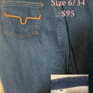 Kimes Ranch Blue Flare Jeans with Orange Stitching